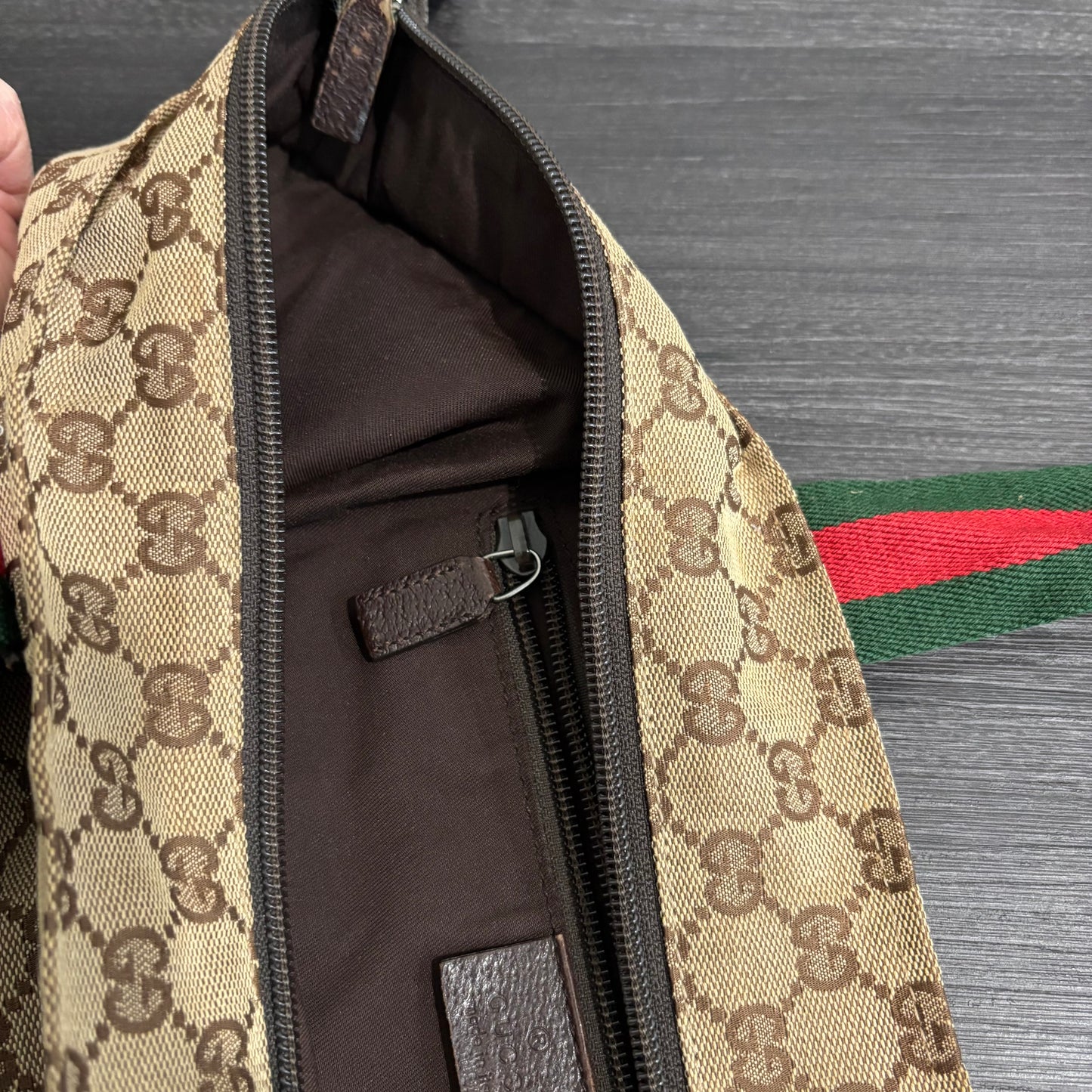 8881 GUCCI Brown Canvas Web Tote