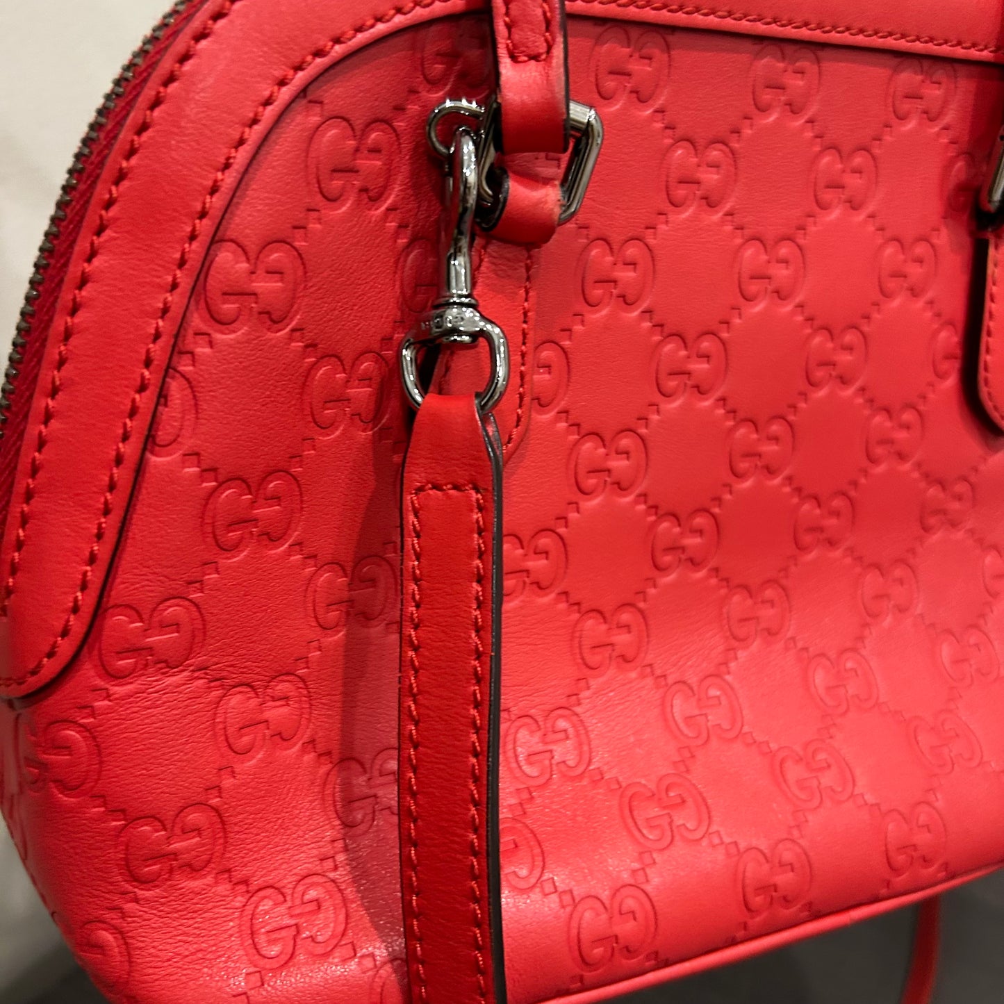 CLEARANCE #835 GUCCI Guccissima Dome Bag (Red)
