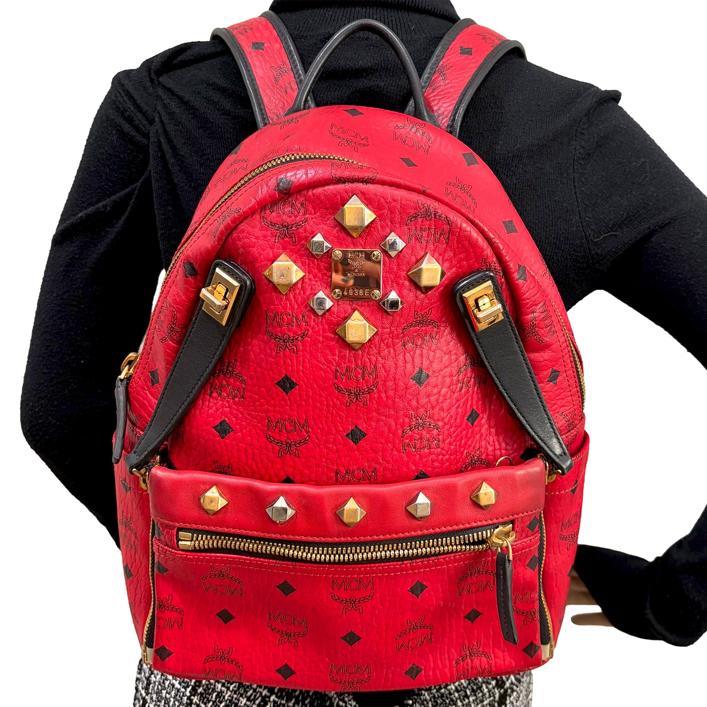 #9105 MCM Red Hermosa Backpack MSRP $1280