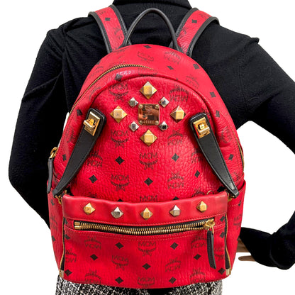 #9105 MCM Red Hermosa Backpack MSRP $1280