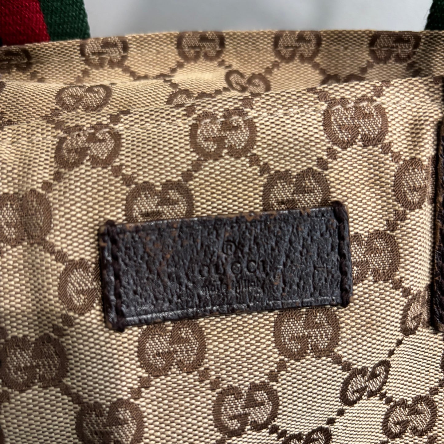 8881 GUCCI Brown Canvas Web Tote