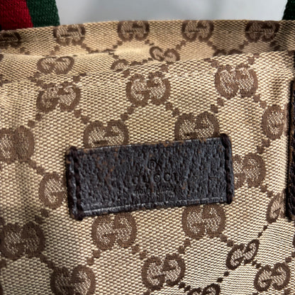 8881 GUCCI Brown Canvas Web Tote