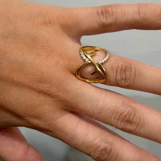 #1121 FENDI Gold-plated F is Fendi Ring Size 7
