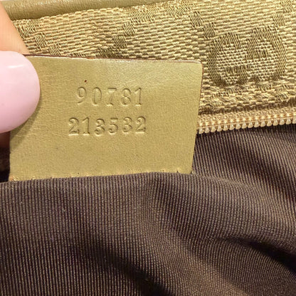 #8208 GUCCI Brown/Green Canvas Shoulder Bag