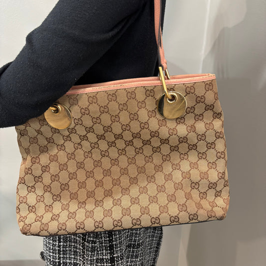 8880 GUCCI Brown Canvas Eclipse Tote