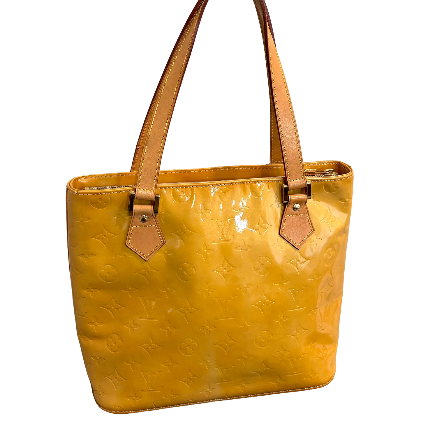 8856 LOUIS VUITTON Yellow Ombre Vernis Houston Tote