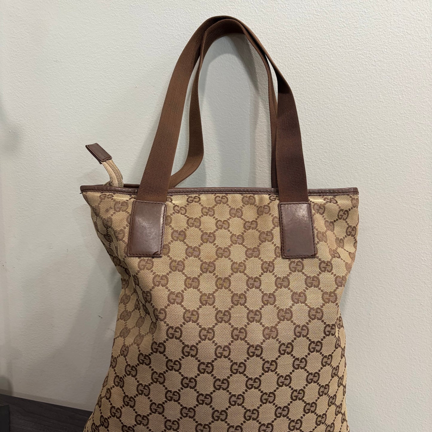 #3222 GUCCI Brown Canvas Large Tote