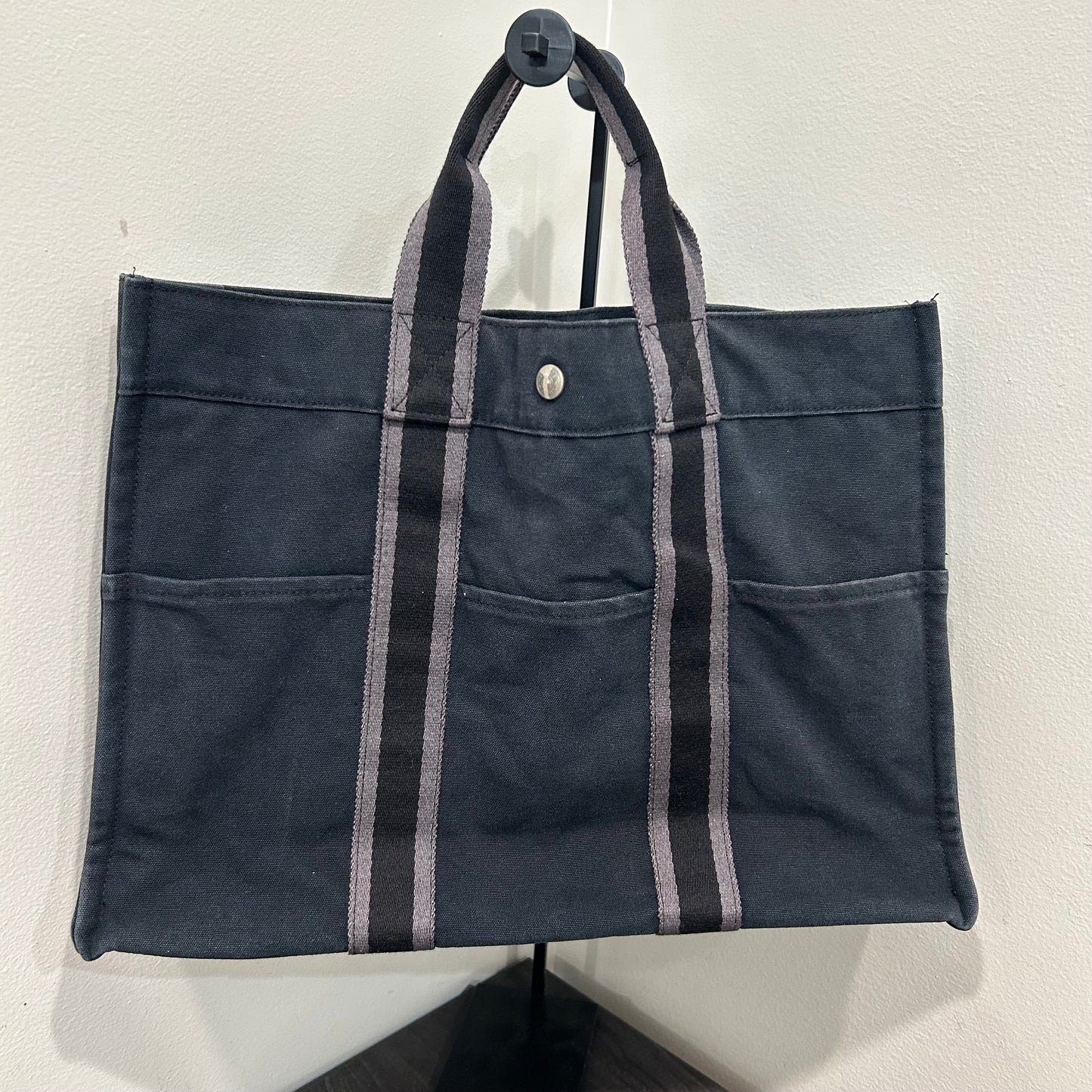 1067 HERMÈS Toile Fourre-Tout MM Tote Blue