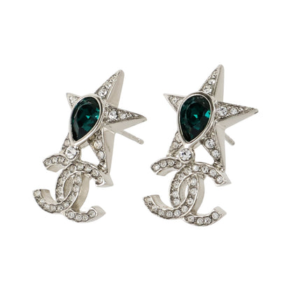 Chanel Green/Silver Pierced Earrings(Oct 31)
