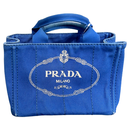 CLEARANCE #203 PRADA Canapa Small Tote - Blue