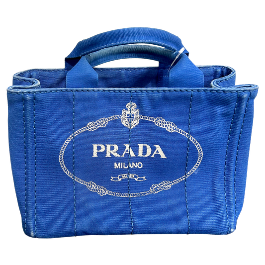 CLEARANCE #203 PRADA Canapa Small Tote - Blue