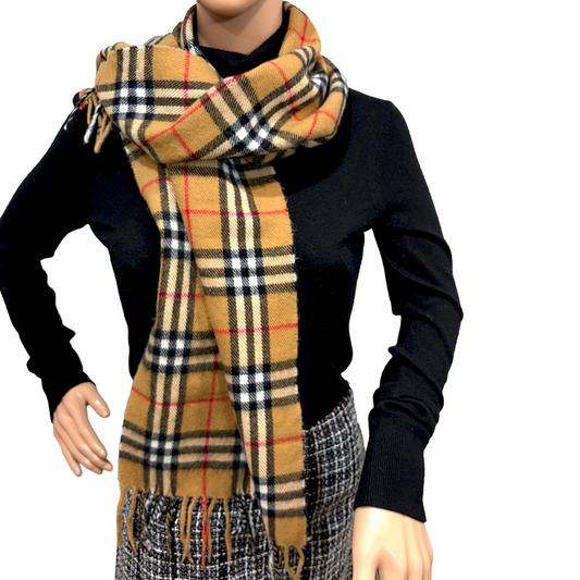 #8220 Vintage BURBERRYS Archive Beige 100% Lambswool Scarf Stole