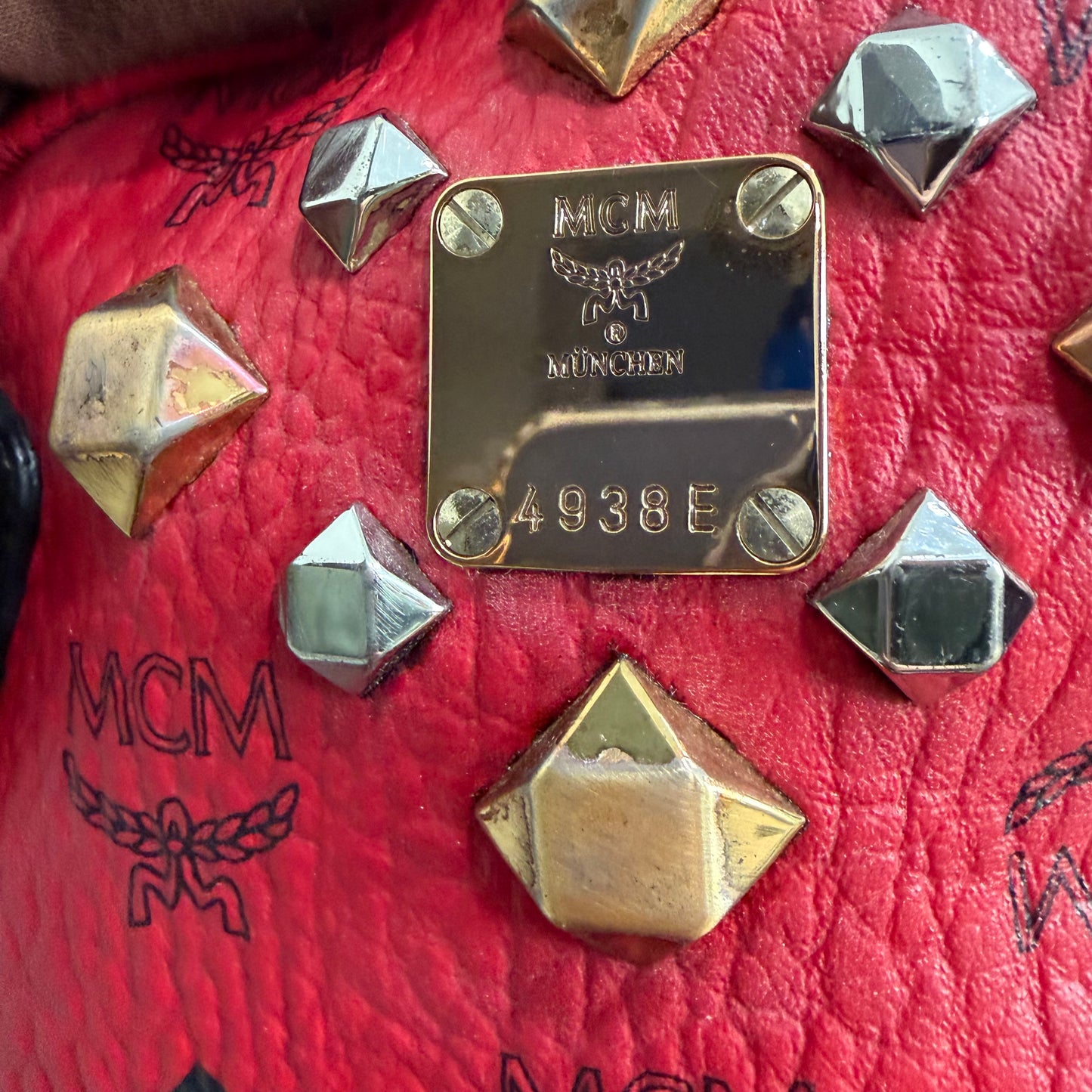 #9105 MCM Red Hermosa Backpack MSRP $1280