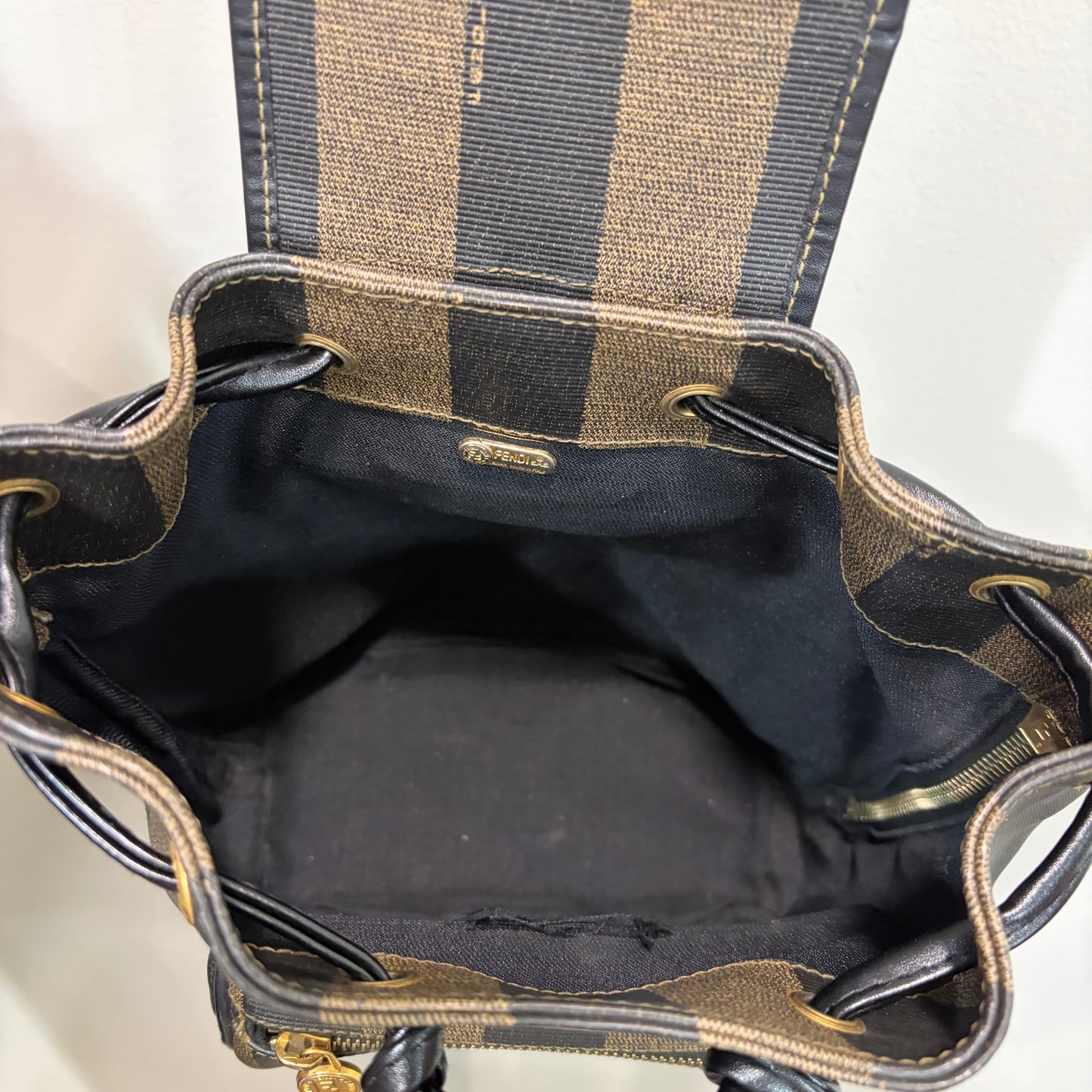 #1115 FENDI Pequin Coated Canvas Vintage Backpack