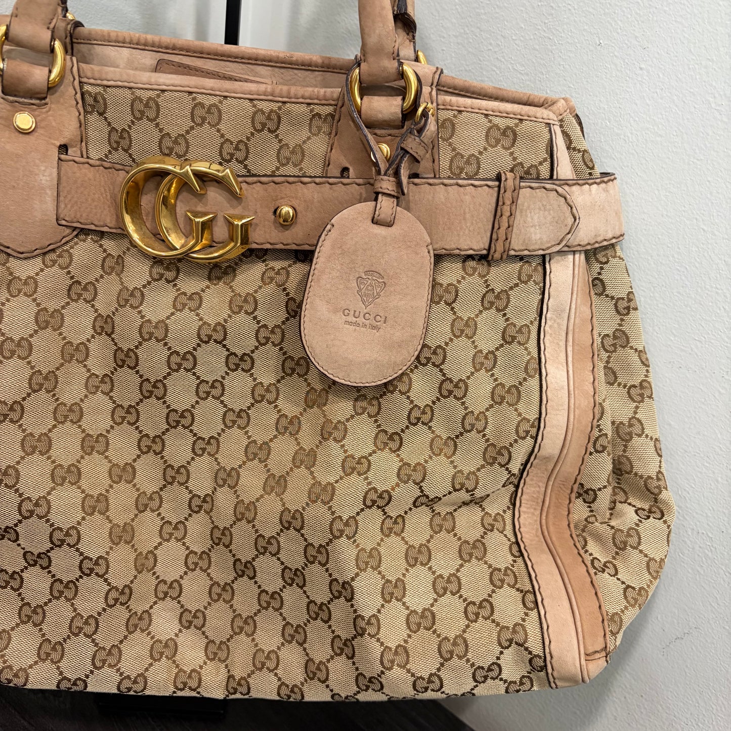 #8230 GUCCI GG Canvas Top Handle Large Bag