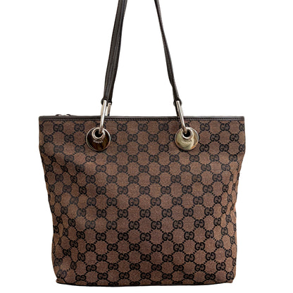 #9113 GUCCI Brown Canvas Eclipse Tote