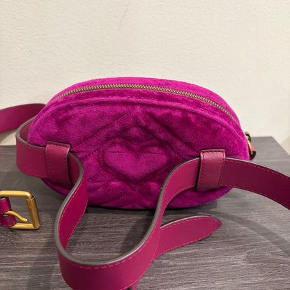 8893 GUCCI Purple GG Marmont Belt Bag Matelasse Velvet MSRP $980