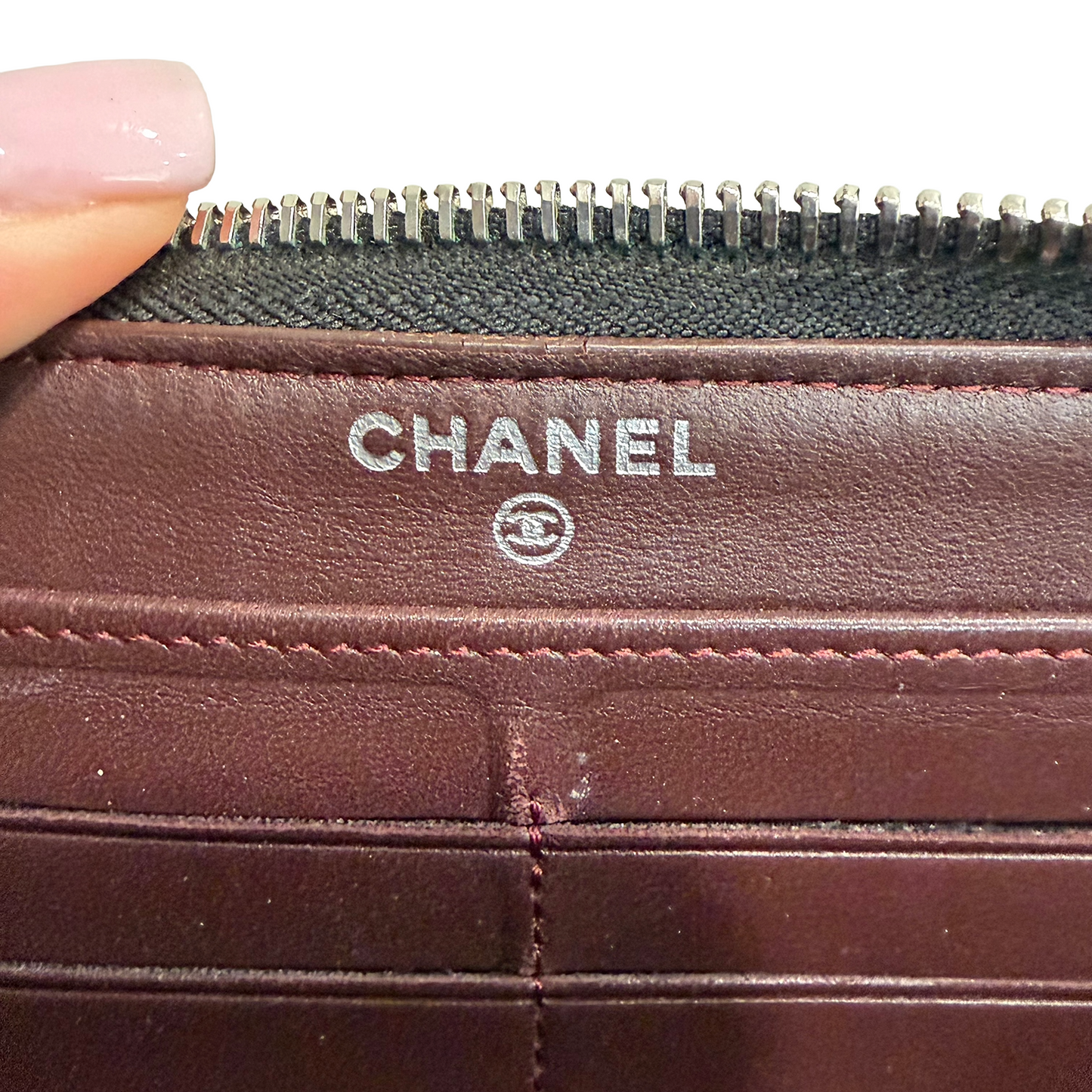 #3236 CHANEL 2018-2019 Black Lambskin Leather Matelasse Zip Wallet