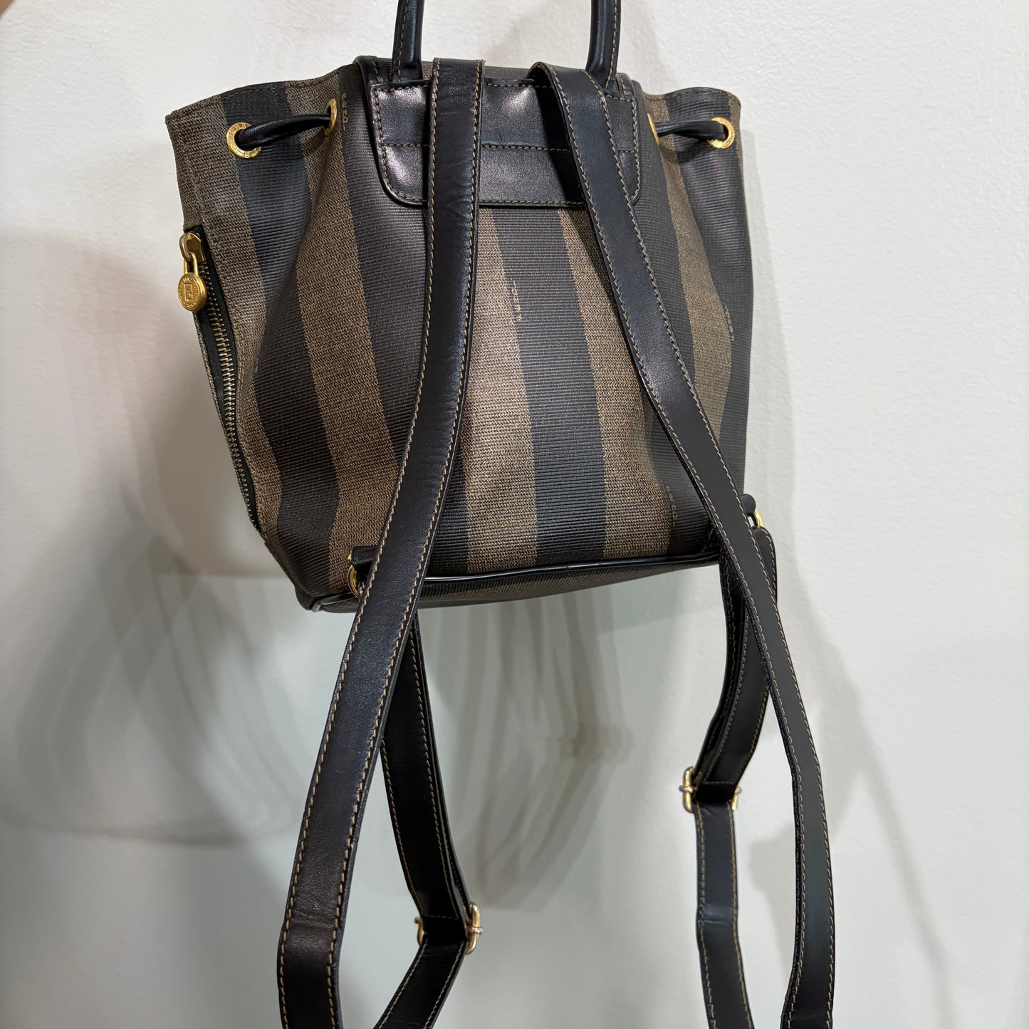 #1115 FENDI Pequin Coated Canvas Vintage Backpack