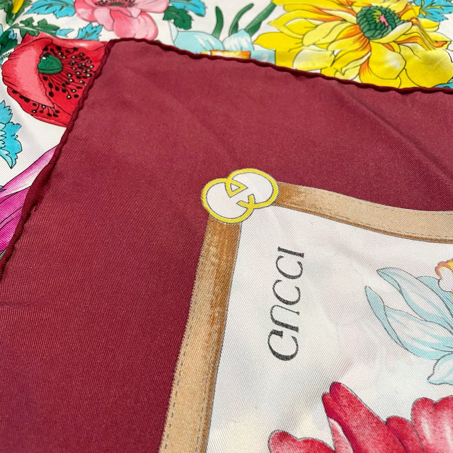 SOLD! Gucci Muffler Flora Silk Scarf