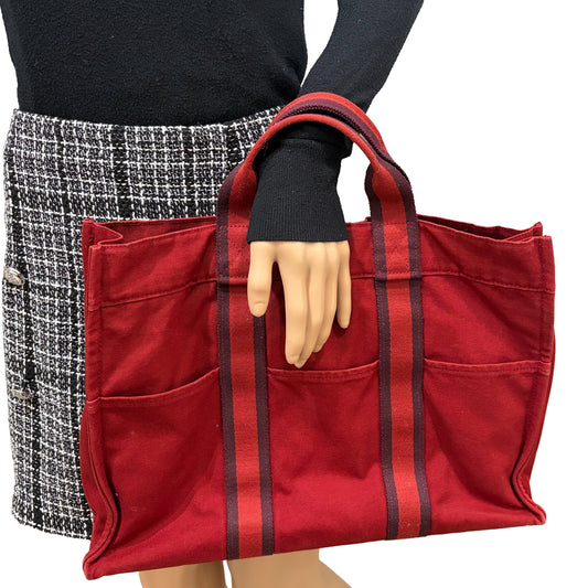 #8253 HERMÈS Toile Fourre-Tout MM Tote