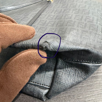 #9107 FENDI Charcoal Zuchinno Coated Canvas and Leather Roll Tote