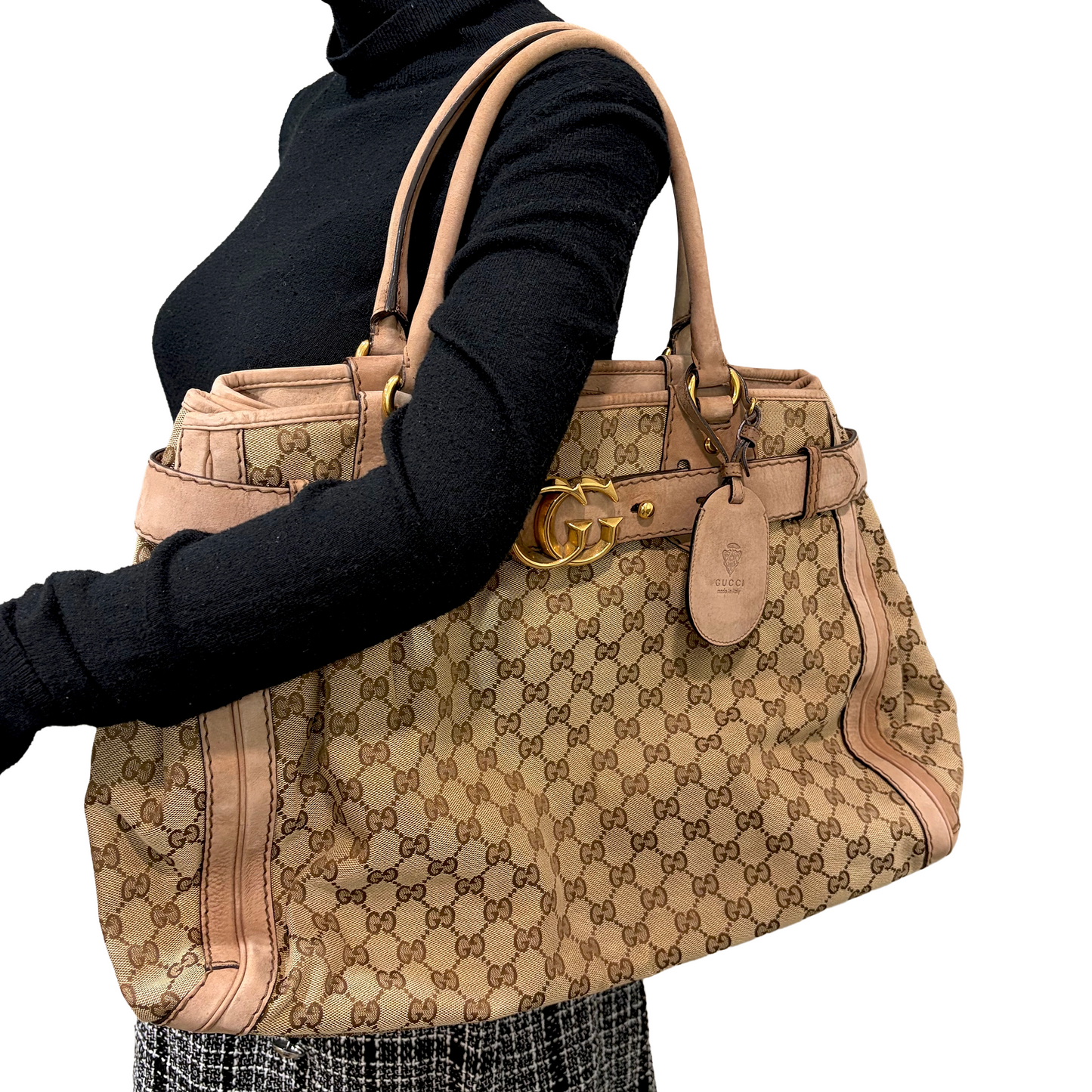 #8230 GUCCI GG Canvas Top Handle Large Bag