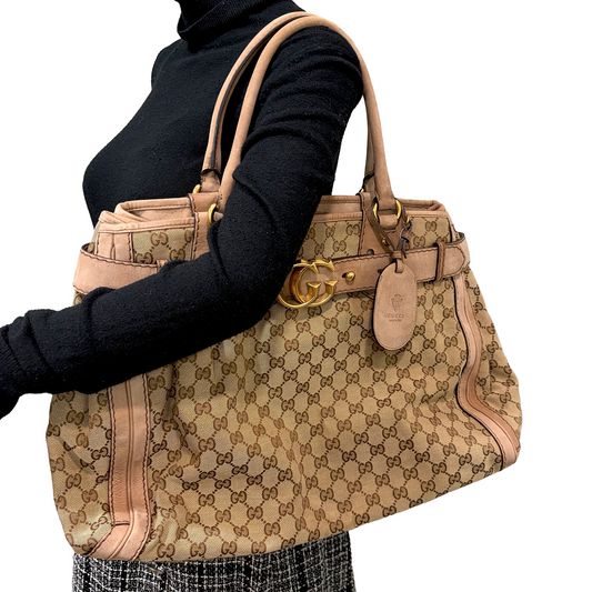 #8230 GUCCI GG Canvas Top Handle Large Bag