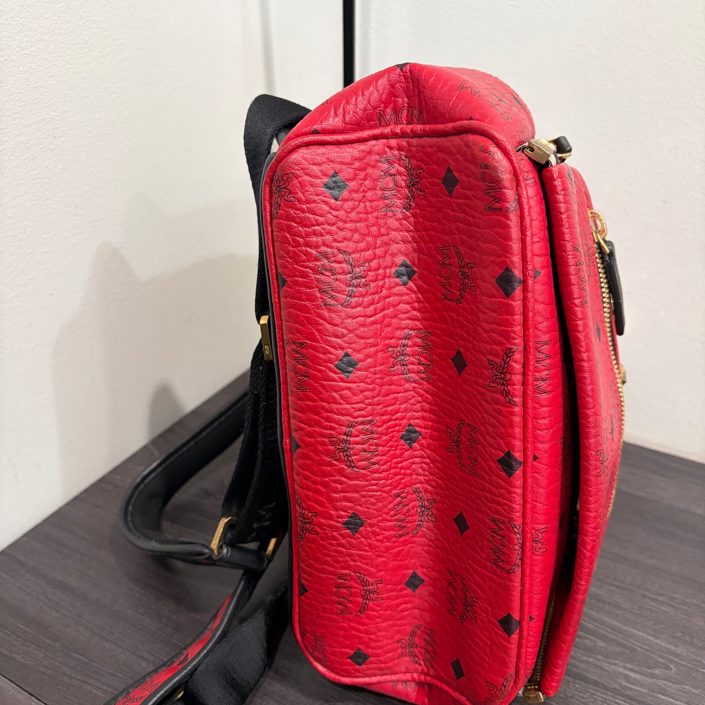 #9111 MCM Red Hermosa Backpack MSRP $1280