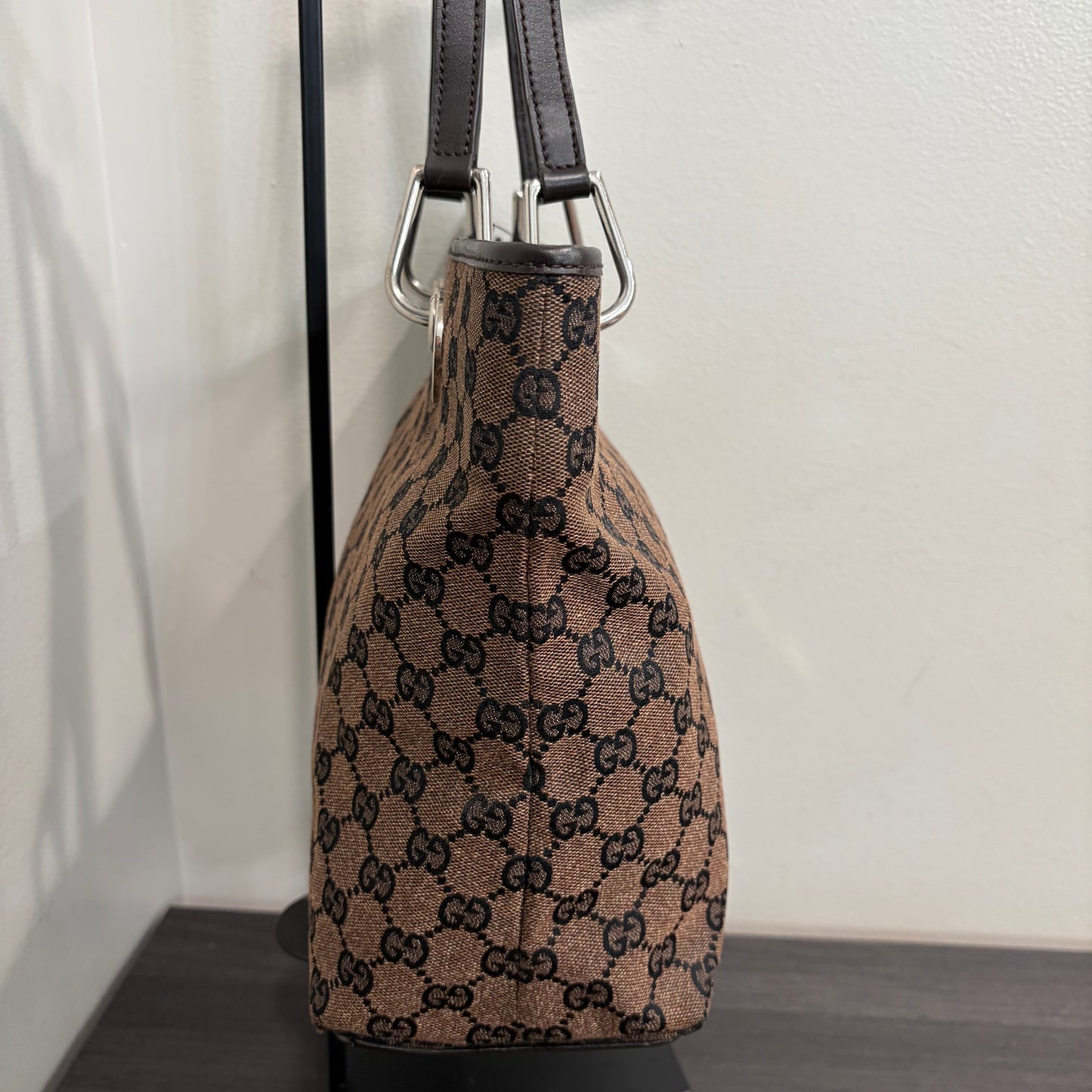 #9113 GUCCI Brown Canvas Eclipse Tote