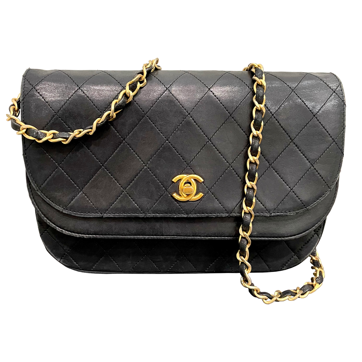 #716 CHANEL Classic Double Flap Quilted Lambskin Leather Shoulder Bag (24 kt gold-plated hardware)