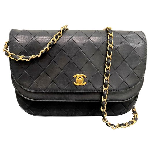 #716 CHANEL Classic Double Flap Quilted Lambskin Leather Shoulder Bag (24 kt gold-plated hardware)