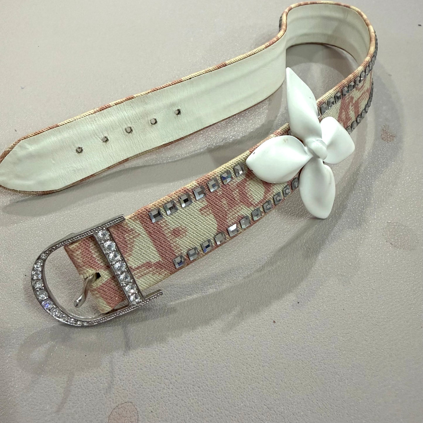 8845 CHRISTIAN DIOR Pink Diorissimo Embellished Choker MSRP $580
