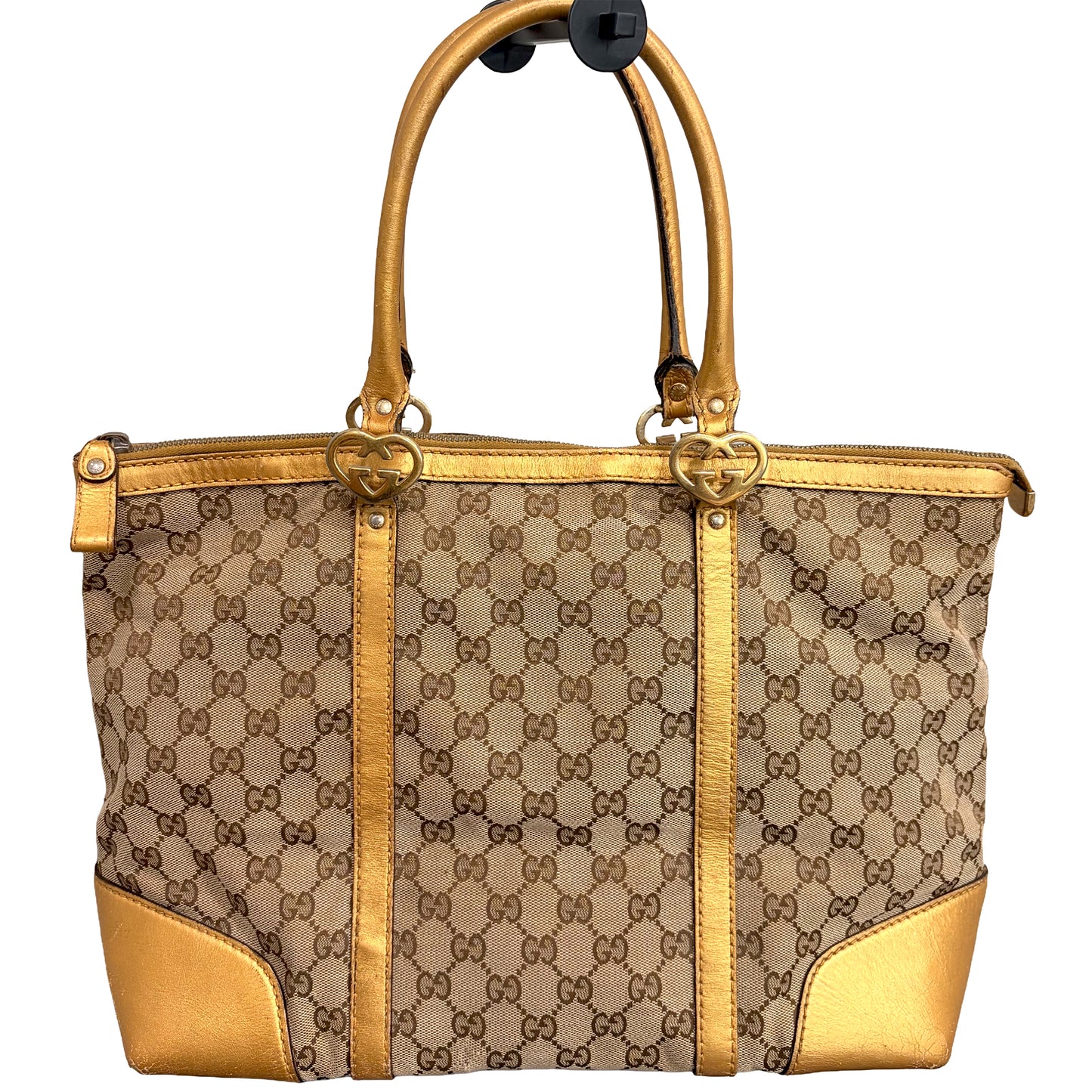 1215-04 GUCCI GG Canvas Lovely Heart Large Tote