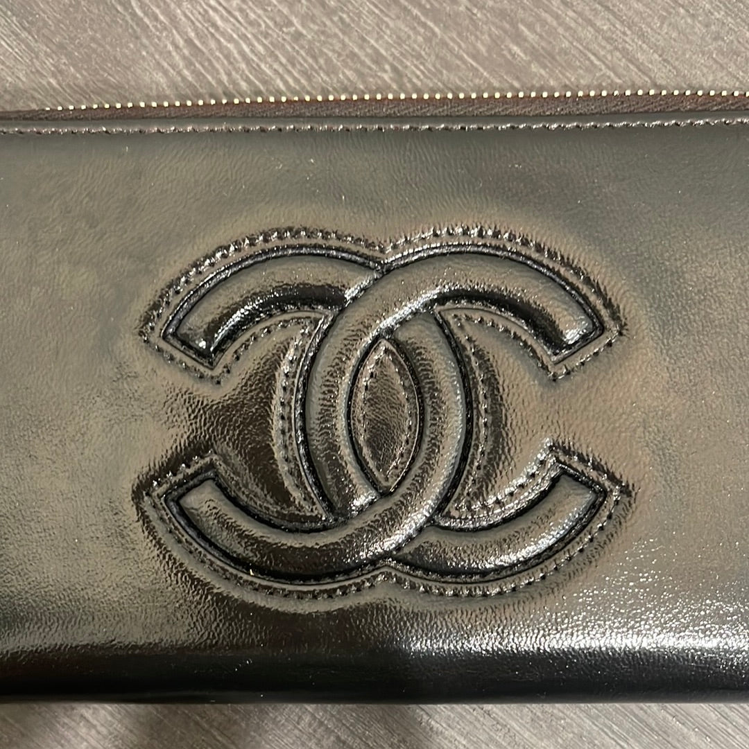 SOLD! CHANEL Leather Zip Wallet