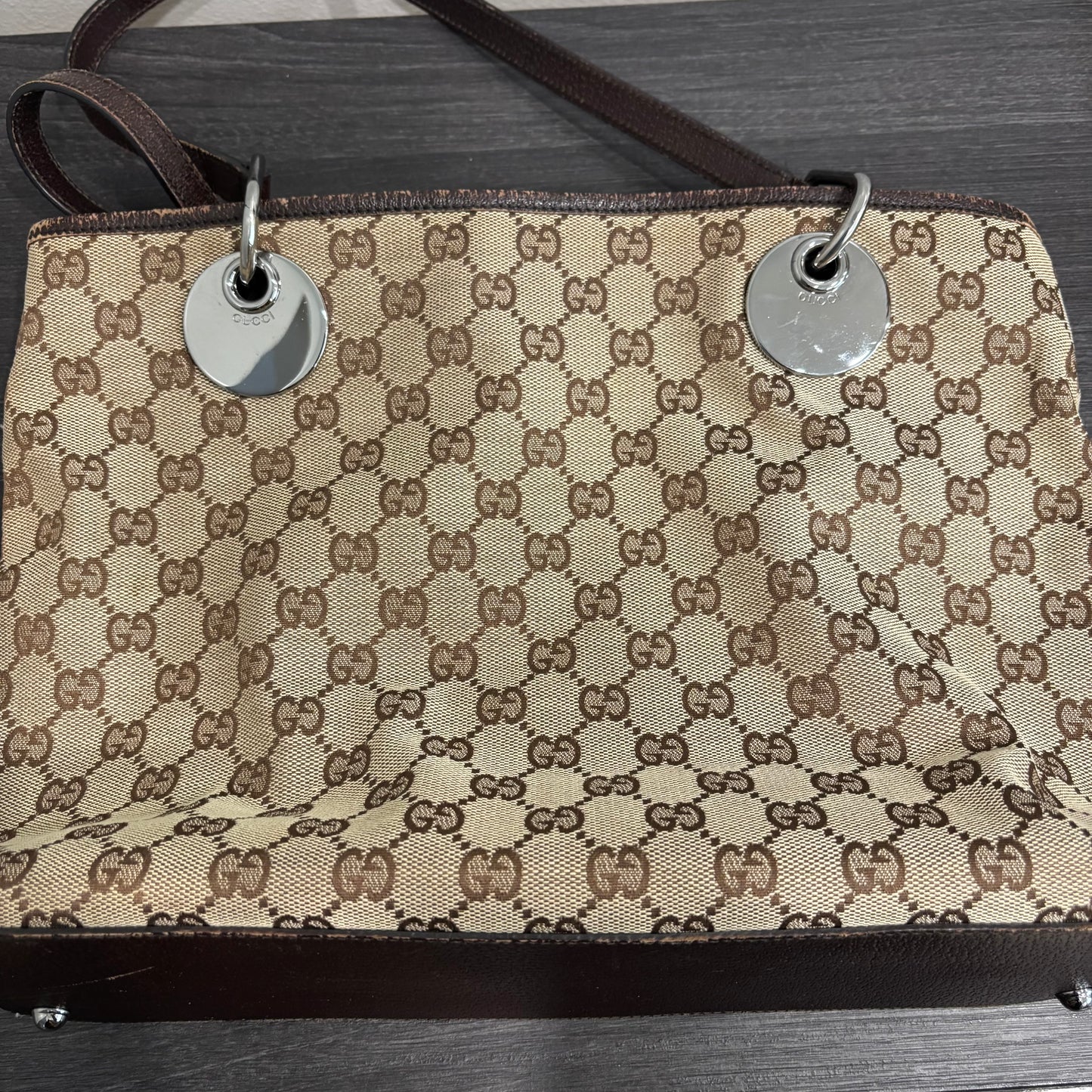 8871 GUCCI Brown Canvas Eclipse Tote