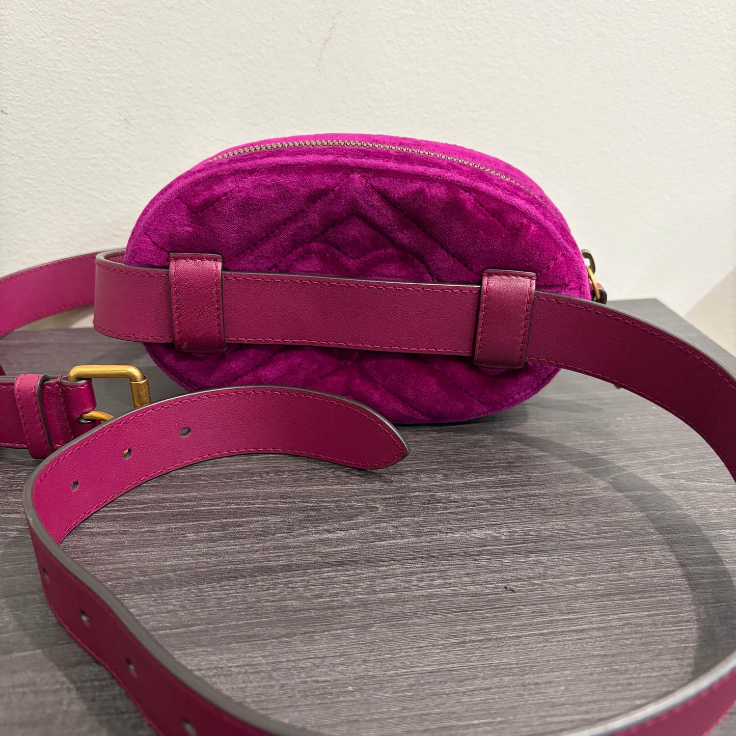 8893 GUCCI Purple GG Marmont Belt Bag Matelasse Velvet MSRP $980