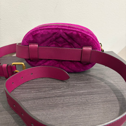 8893 GUCCI Purple GG Marmont Belt Bag Matelasse Velvet MSRP $980