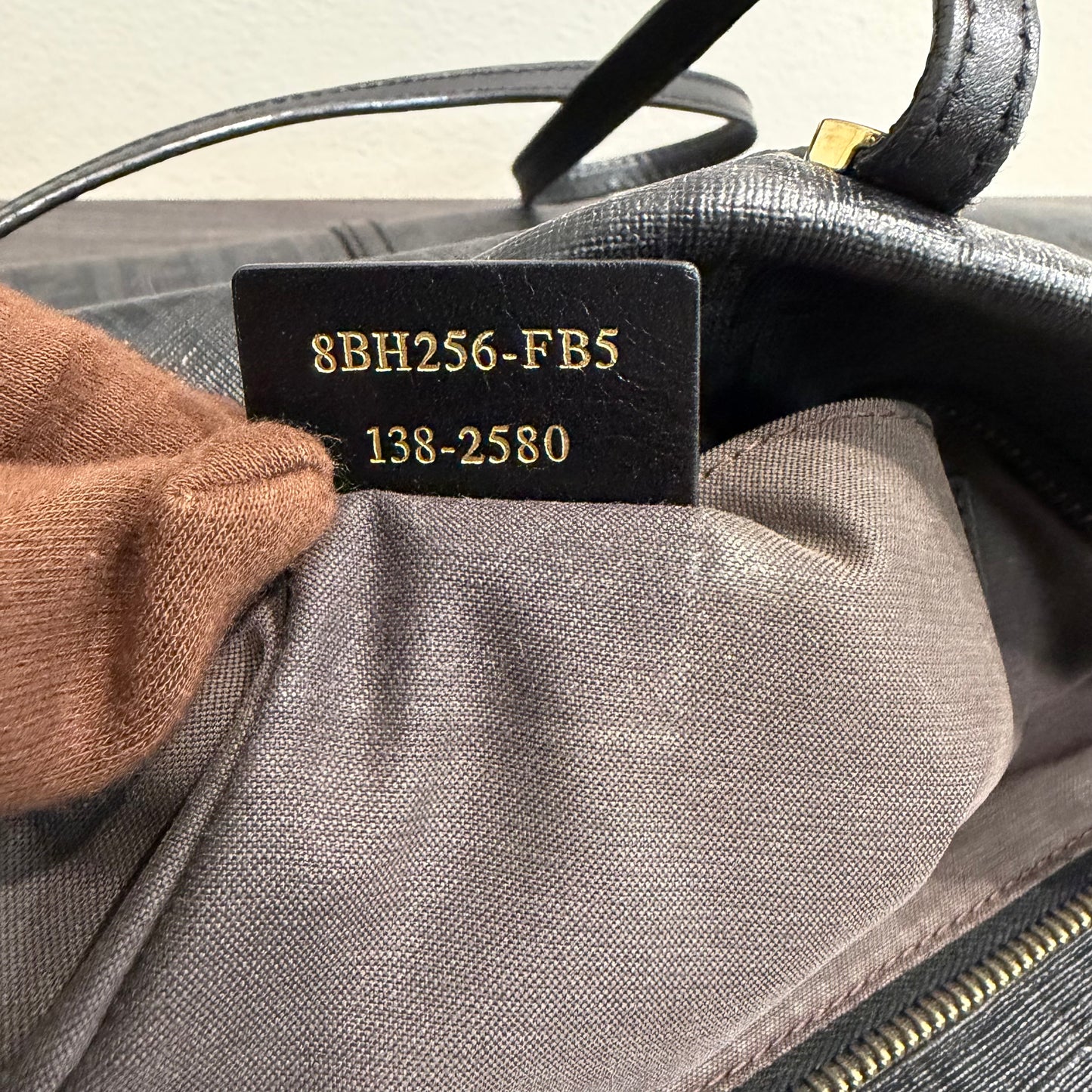 #9107 FENDI Charcoal Zuchinno Coated Canvas and Leather Roll Tote