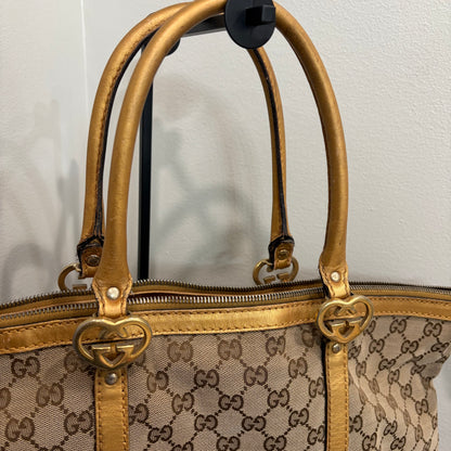 1215-04 GUCCI GG Canvas Lovely Heart Large Tote