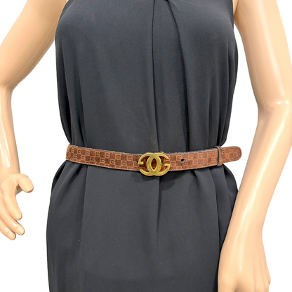 #3232 GUCCI GG Suede Brown Belt (70cm, 27in)