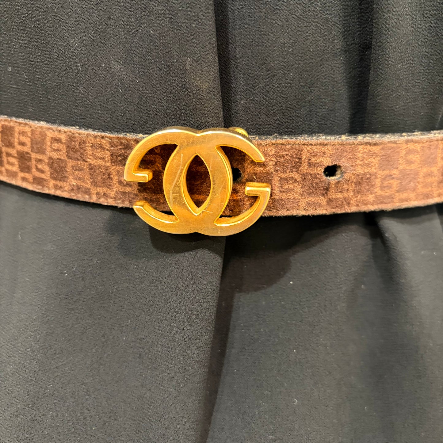 #3232 GUCCI GG Suede Brown Belt