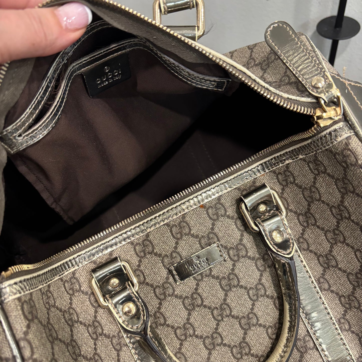 1106 GUCCI Brown/Gold Boston Bag