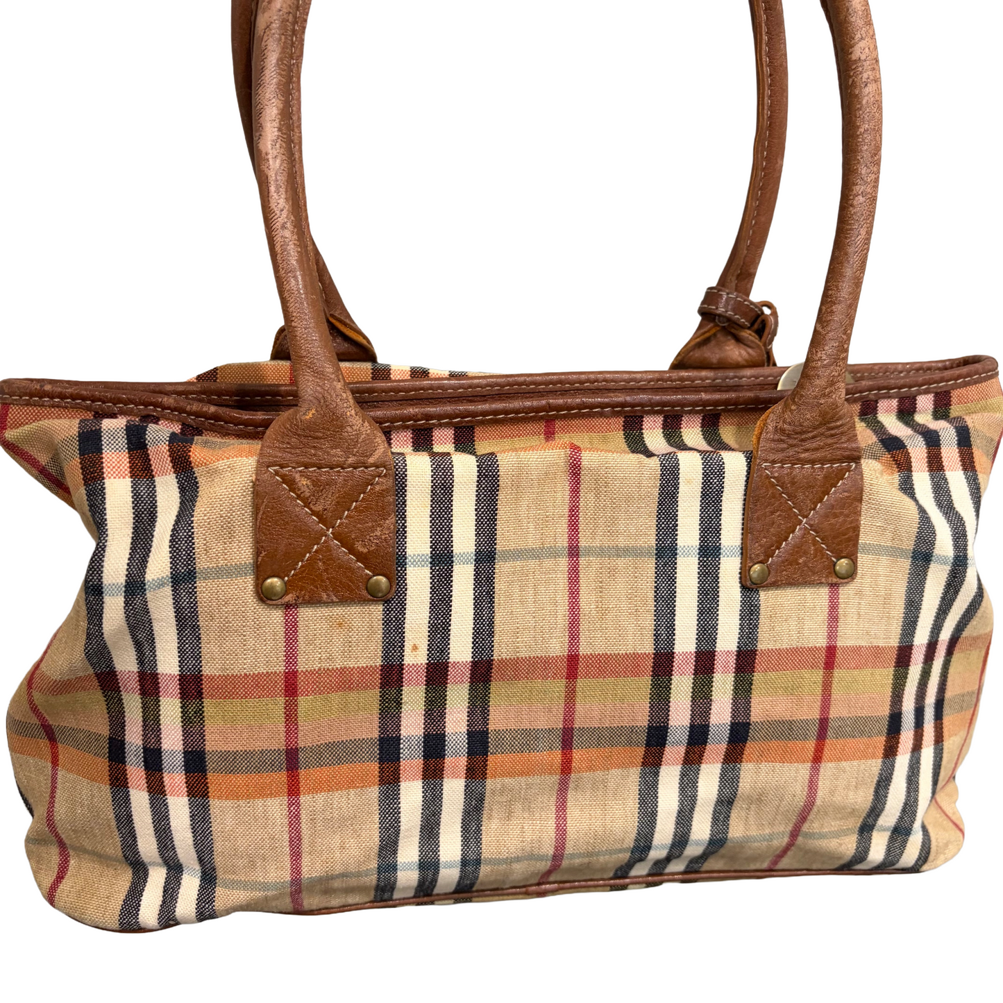 8809 BURBERRY Check Canvas Shoulder Tote