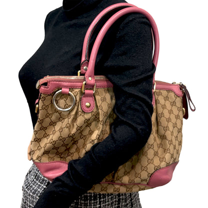 #9108 GUCCI Beige Canvas Sukey Bag