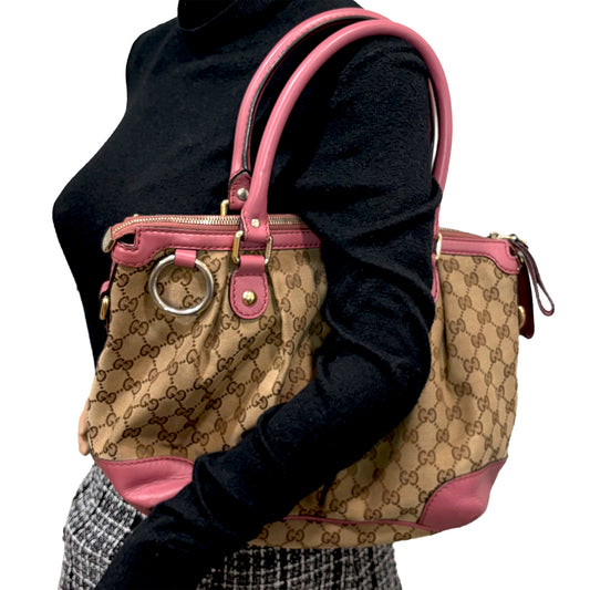 #9108 GUCCI Beige Canvas Sukey Bag