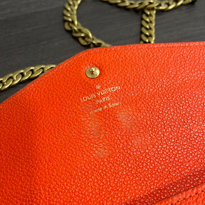 SOLD! Louis Vuitton Monogram Empreinte Orange Wallet on Chain