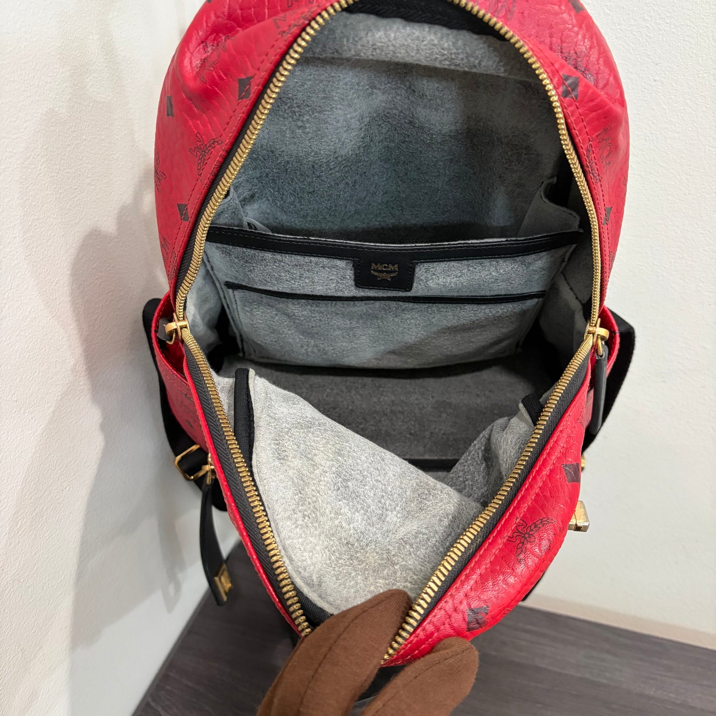 #9111 MCM Red Hermosa Backpack MSRP $1280