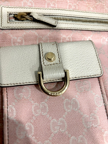 #1128 GUCCI GG Pink Canvas Abbey Pocket Shoulder Tote