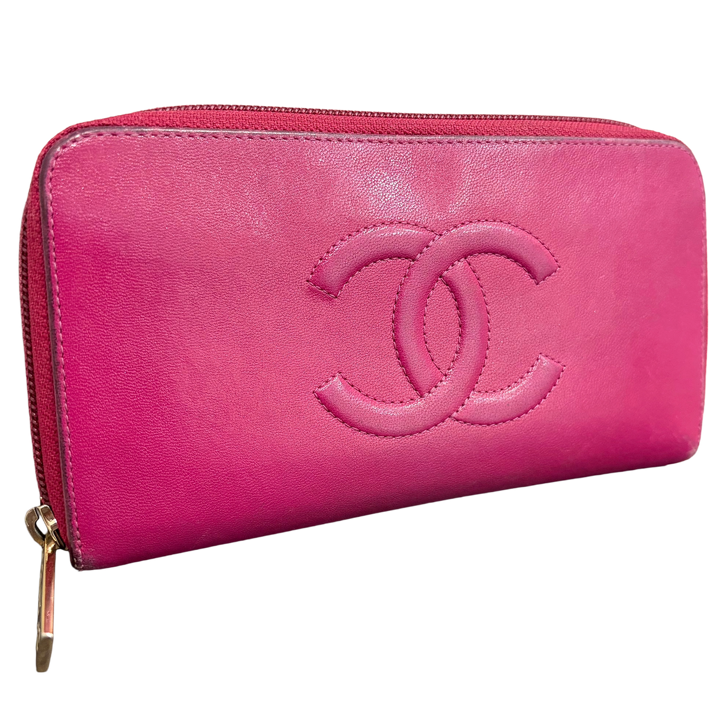 #1714 CHANEL Timeless CC Pink Lambskin Zip Wallet